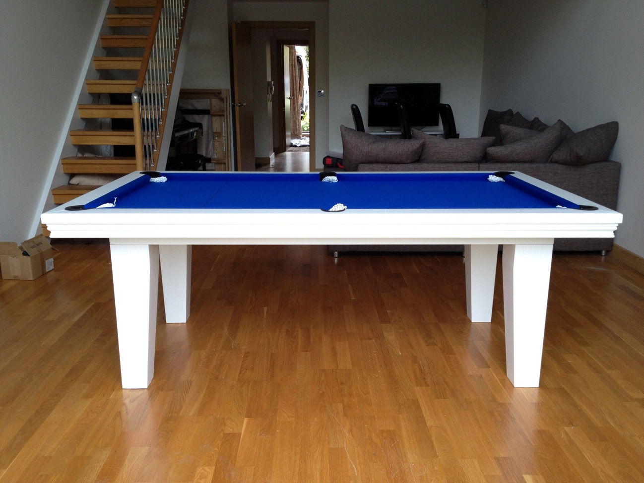 Pool Dining Table in White / Blue - Snooker & Pool Tables