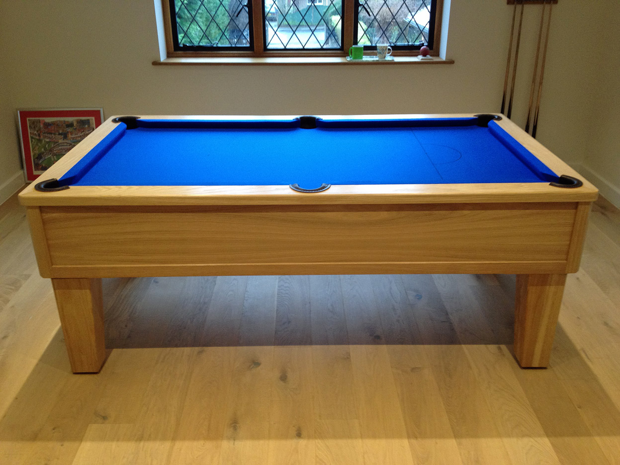 Emperor in Oak with Blue Cloth Modern Bespoke UK Pool Tables