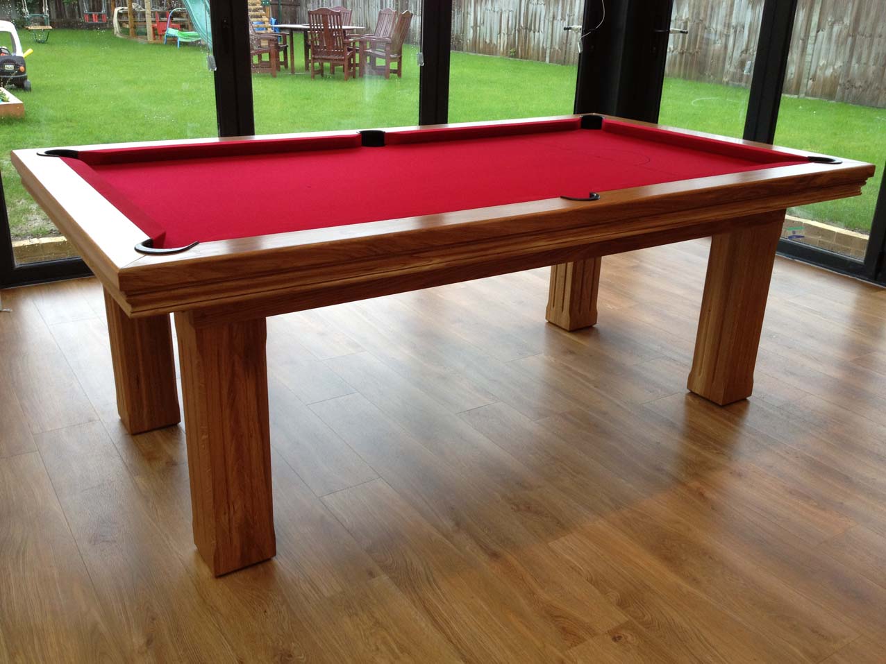 Pool Dining Table Extended Top in Oak / Red - Pool Tables