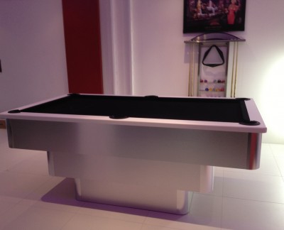 Modern English Pool Tables Tiered Contemporary English Pool Table - White Cushion Rail