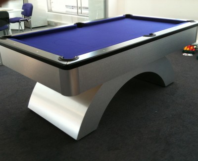 Modern English Pool Tables Arched Contemporary English Pool Table - Royal Blue Cloth