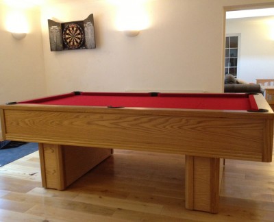 Modern English Pool Tables Emperor English Pool Table in Oak with Red Cloth