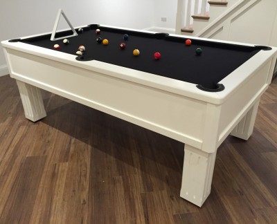 Modern English Pool Tables Emperor English Pool Table in White / Black Cloth