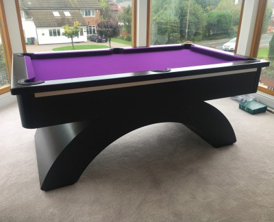 Modern English Pool Tables Arched Contemporary English 6ft Pool Table - Black / Purple