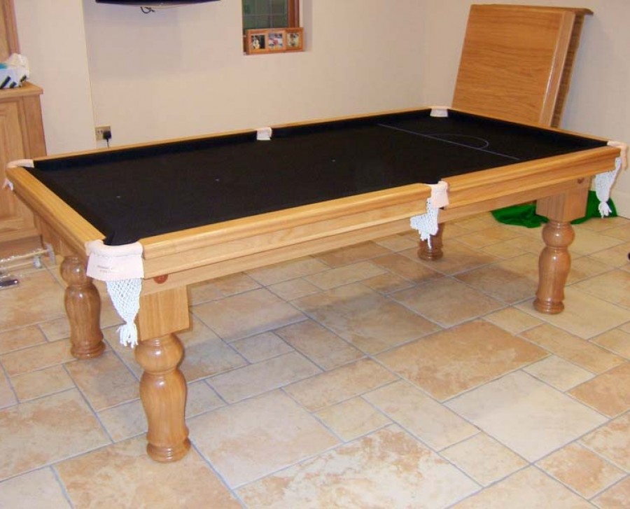 7ft Oak Snooker Dining Table with Black Cloth