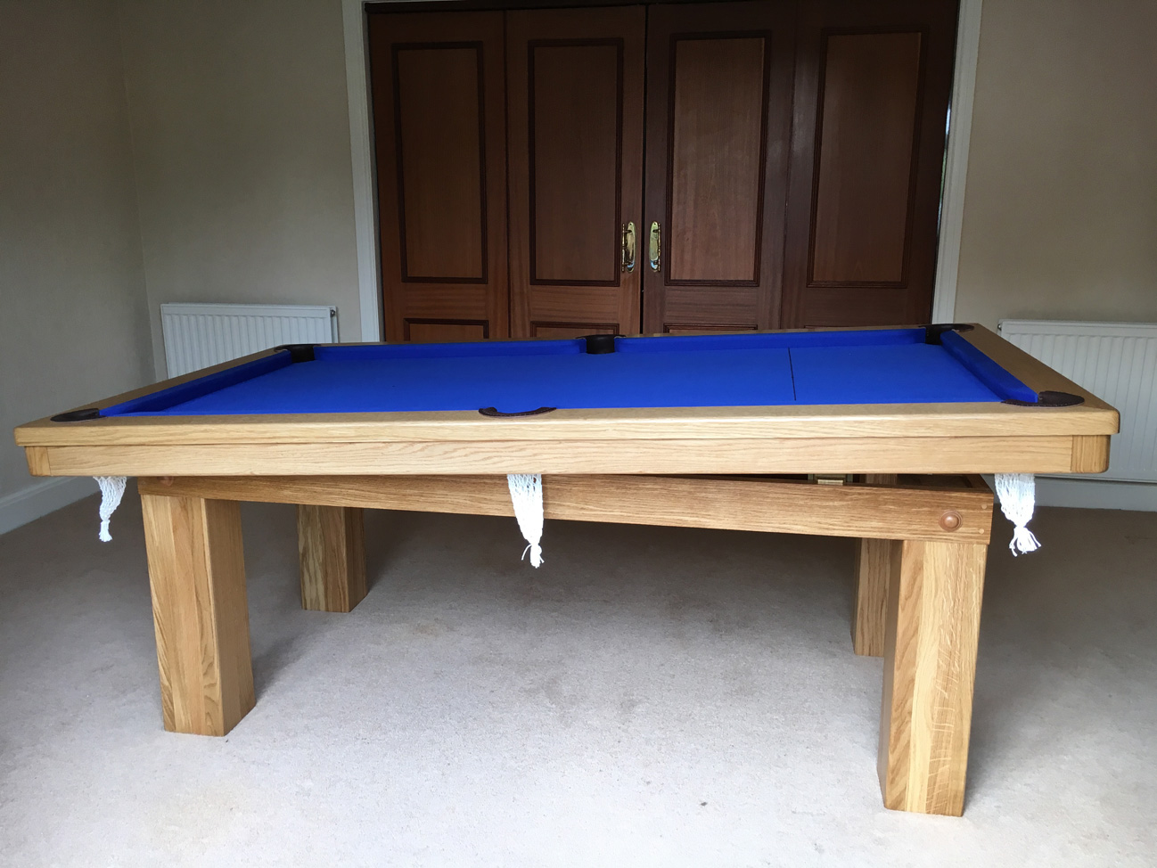 Modern 7ft Pool Dining Table in Oak & Blue - Pool Table Company
