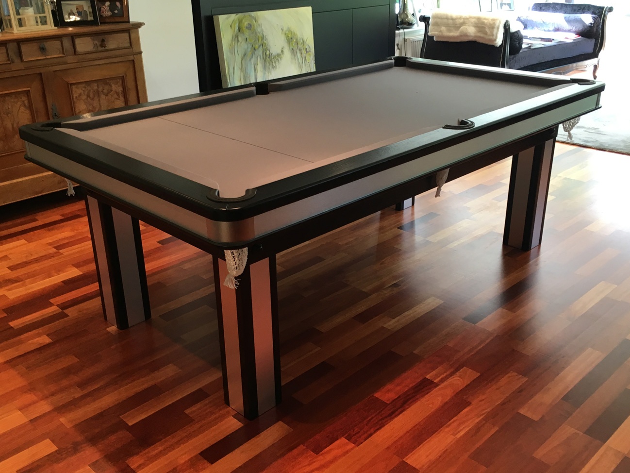 Pool Dining Table with Brushed Aluminium Inserts