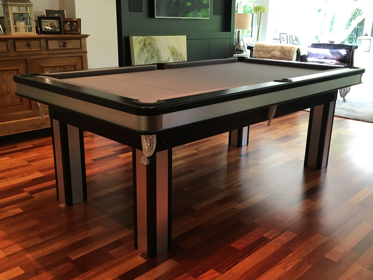 Pool Dining Table with Brushed Aluminium Inserts