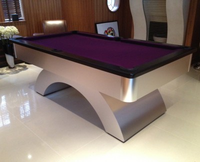 Modern English Pool Tables Arched Contemporary English Pool Table - Purple Cloth