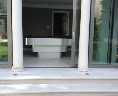 Tiered Contemporary English Pool Table - Silver Cloth