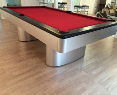 Olhausen Sahara Pool Table in Brushed Aluminium (Red Cloth)