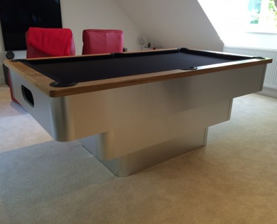 Tiered Contemporary English Pool Table - Black Cloth