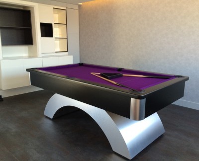 Arched Contemporary English Pool Table - Black Cushion Rail and Apron