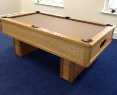 English Pool Tables Emperor English Pool Table in Oak with Taupe Cloth