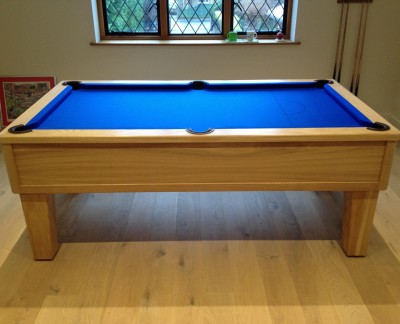 Emperor English Pool Table in Oak with Blue Cloth