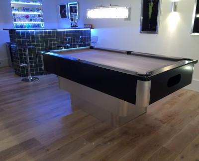 Tiered Contemporary Aluminium / Black English Pool Table - Silver Cloth