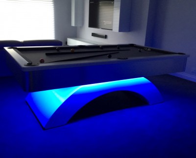 Arched Contemporary English Pool Table - 8ft with Silver Cloth