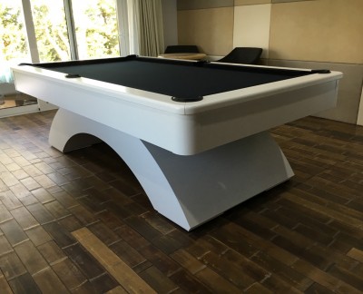 American Pool Tables Olhausen Waterfall Pool Table in White with Black Cloth