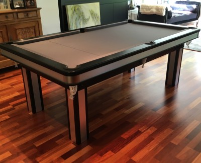 Pool Dining Table - 8ft Black / Brushed Aluminium
