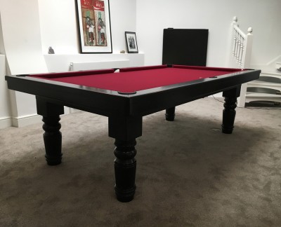 Pool Dining Table - 8ft Black / Red