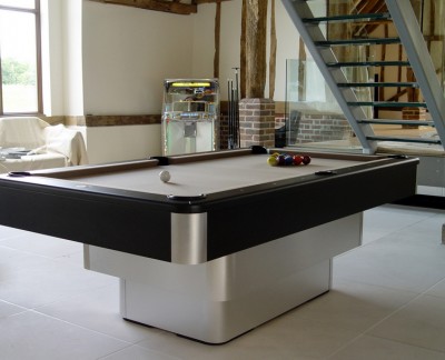 Olhausen Maxim Pool Table in Brushed Aluminium / Black Finish