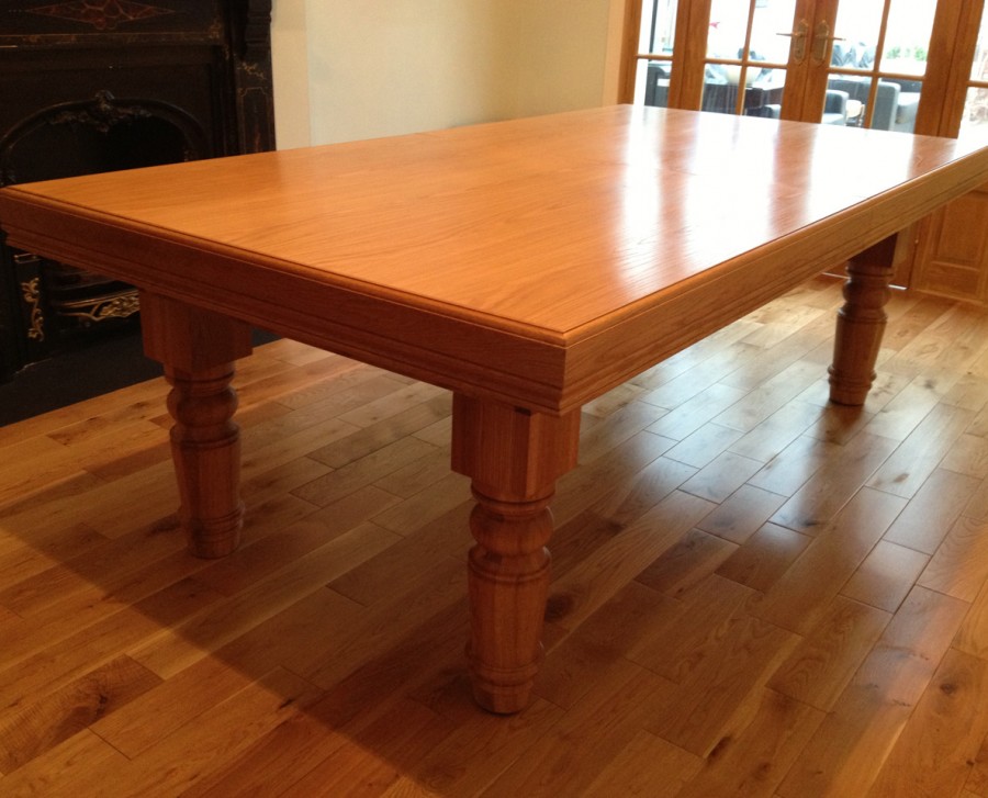 7ft Oak Snooker Dining Table with Straight Turned Legs
