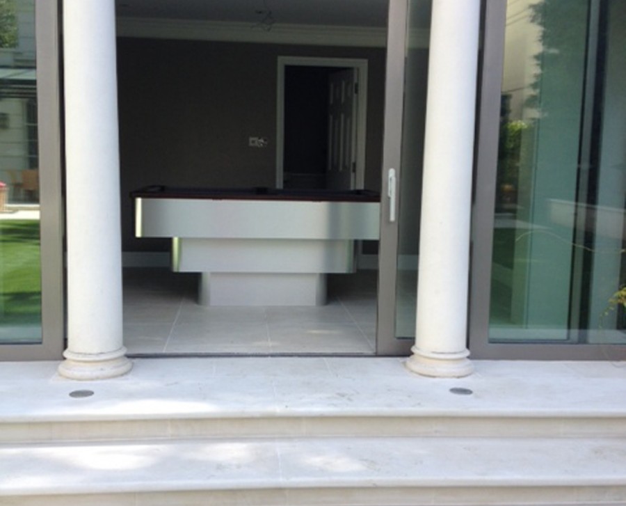 Tiered Contemporary English Pool Table with Silver Cloth