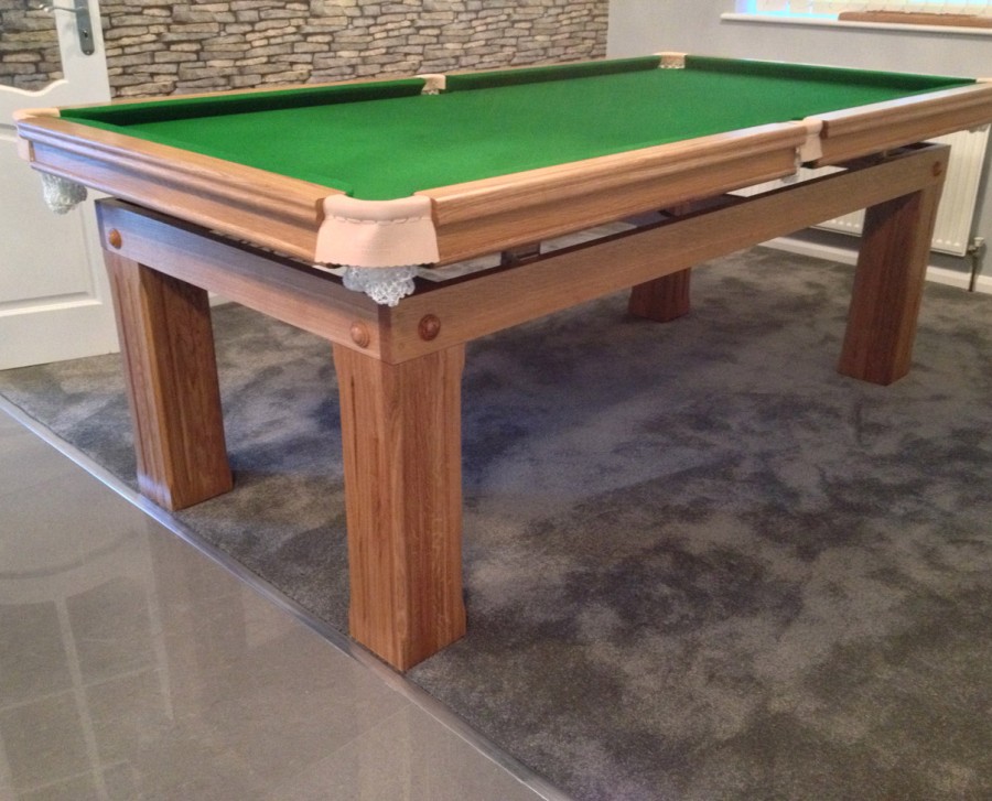 7ft Snooker Dining Table - Oak with Square Legs