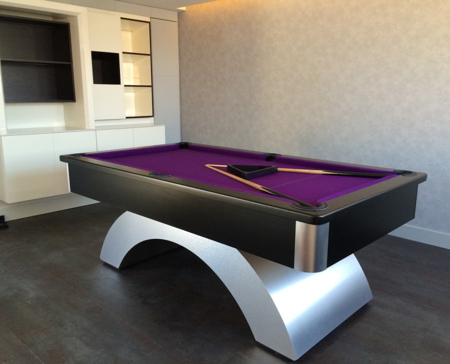 Arched-Contemporary English Pool Table - Black Cushion Rail and Apron