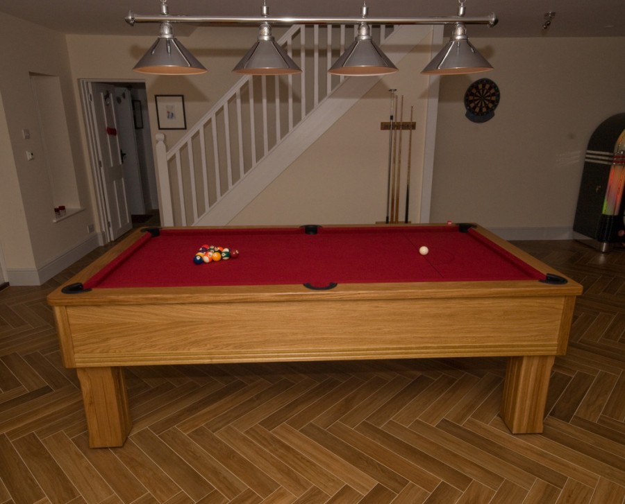 Emperor English Pool Table in Oak with Cherry Cloth