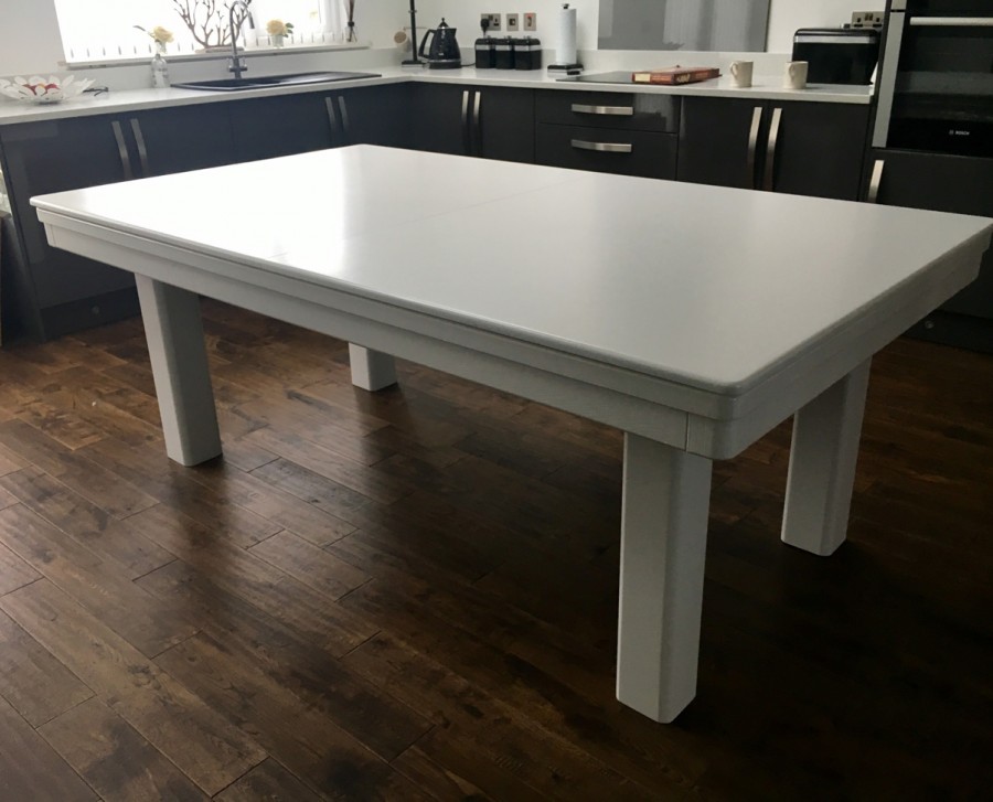 Pool Dining Table - 7ft White / Silver
