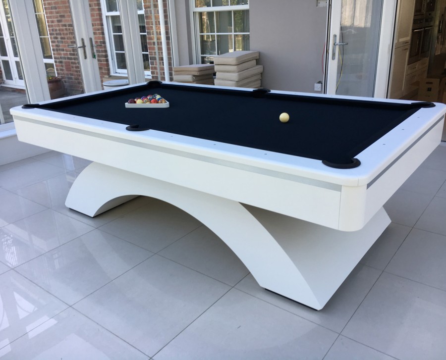 Olhausen Waterfall Pool Table in White with Black Cloth