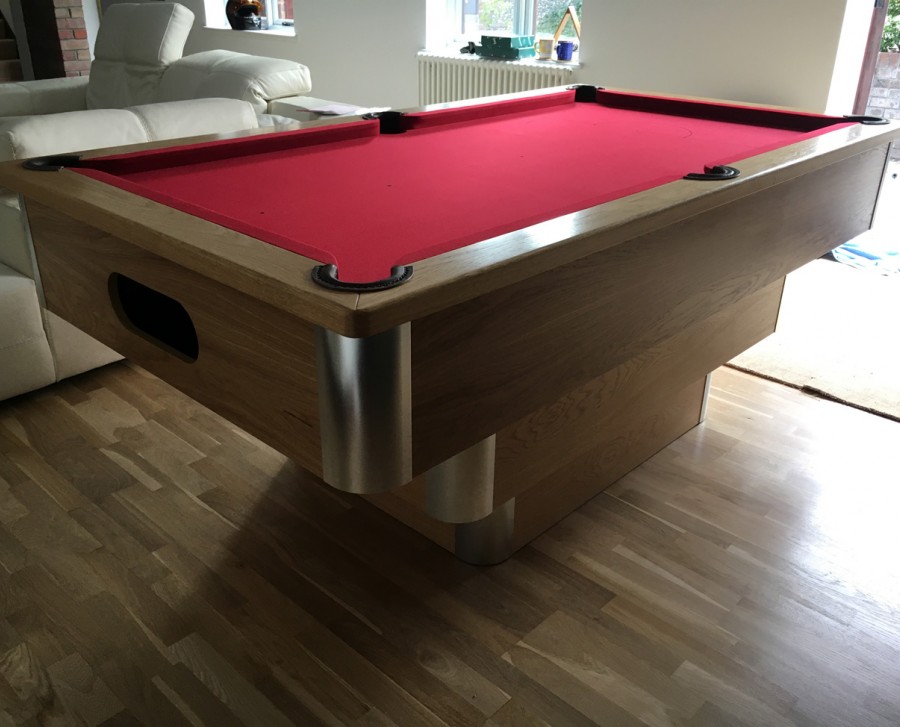 Tiered-Contemporary English Pool Table in Aluminium & Oak