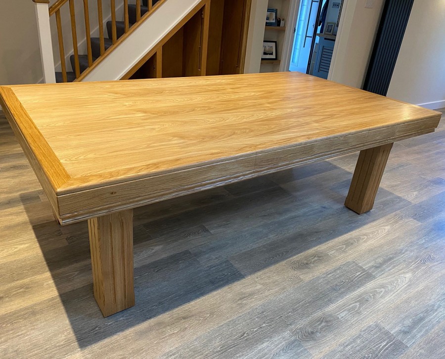 7ft Snooker Dining Table - Oak with Square Legs