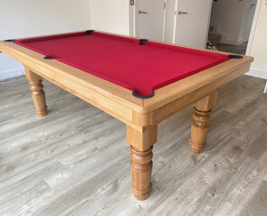 Pool Dining Table - 7ft Oak / Windsor Red