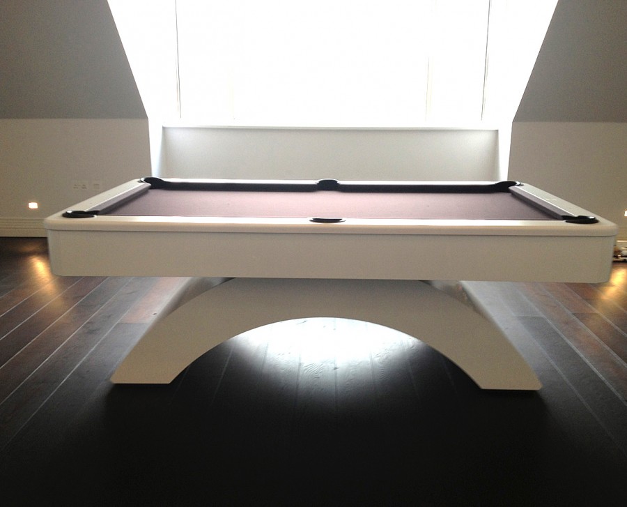 Olhausen Waterfall Pool Table in Satin White with Chocolate Cloth