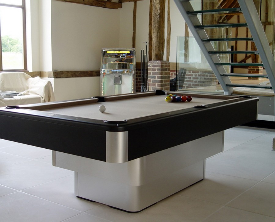 Olhausen Maxim Pool Table in Brushed Aluminium / Black Finish