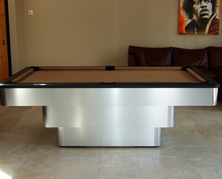 Olhausen Maxim Pool Table in Brushed Aluminium with Camel Cloth