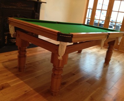 Snooker Dining Table - 7ft in Oak - Straight Turned Leg