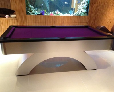 Arched Contemporary English Pool Table - Purple Cloth