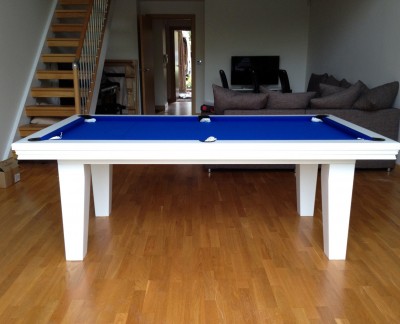 Pool Dining Table - 7ft in White / Blue