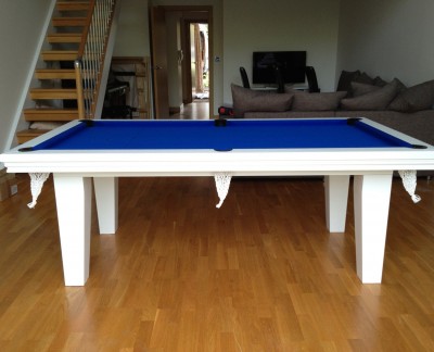 Pool Dining Table - 7ft in White / Blue