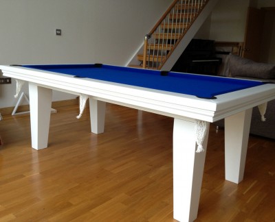 Pool Dining Table - 7ft in White / Blue