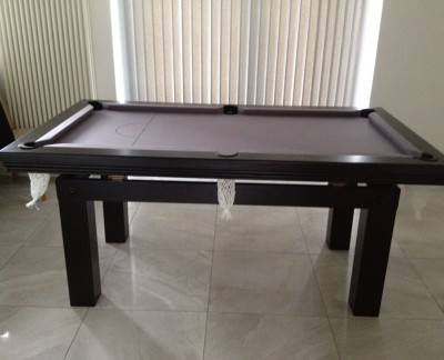 Pool Dining Table in Black / Silver - Snooker & Pool Tables