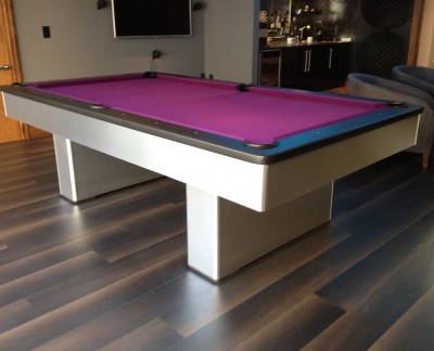 Olhausen Monarch Pool Table in Brushed Aluminium (Purple Cloth)