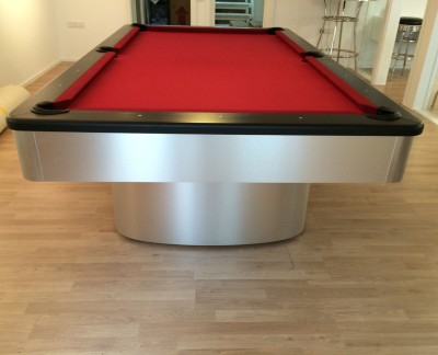 Olhausen Sahara Pool Table in Brushed Aluminium (Red Cloth)