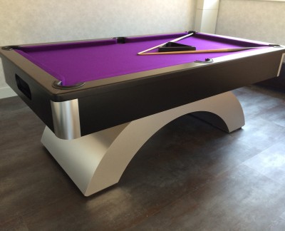 Arched Contemporary English Pool Table - Black Cushion Rail and Apron