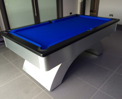 Arched-Contemporary English Pool Table - Black Cushion Rail