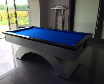 Arched Contemporary English Pool Table - Black Cushion Rail