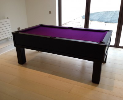 Emperor English Pool Table in Black with Purple Cloth